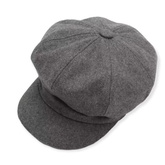 Light Gray Stiff Brim Floppy Round Top Wool Newsboy Hat - NEW - Picture 1 of 3